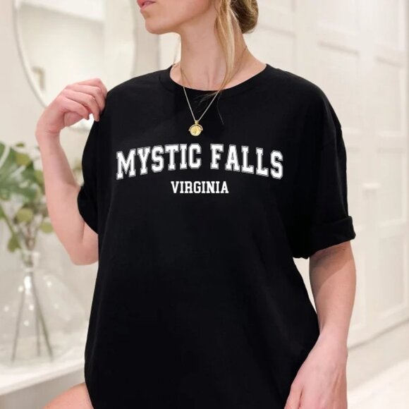 Bella Canvas Tops - Mysitc‎ Falls Vampire Diaries NEW black short sleeve shirt